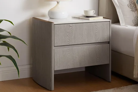 Mondello Bedside Table 2 Drawer - Washed Oak