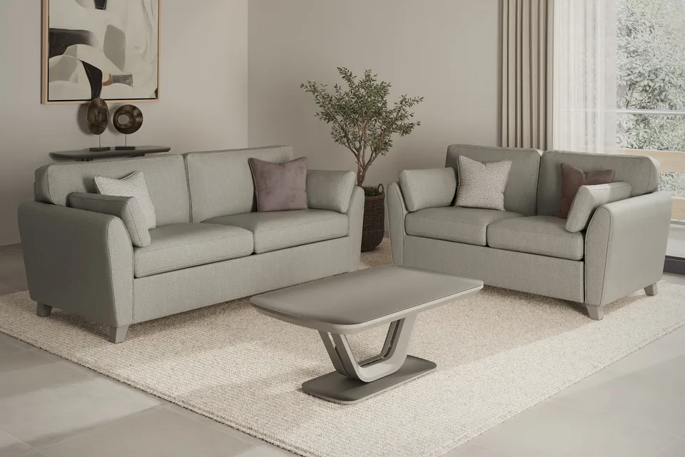 Cantrell 2 Seater Fixed - Light Grey