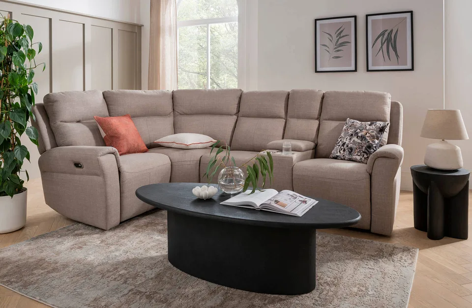 Russo Corner Group Electric Recliner - Mushroom