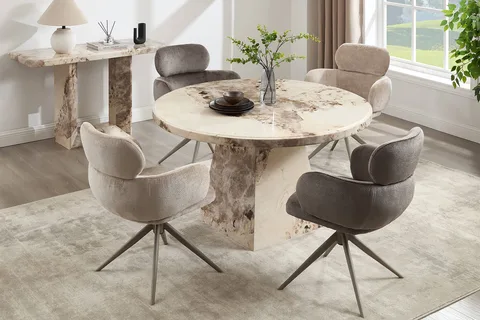 Artemis Round Dining Table - 1300 / Mottled Mocha