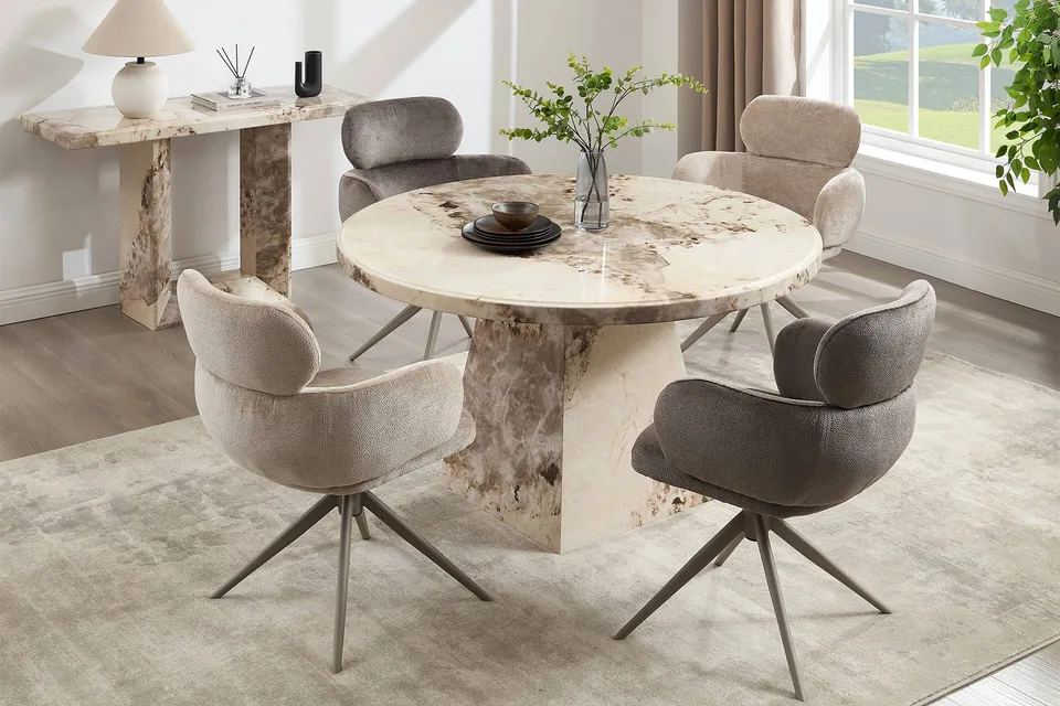 Artemis Round Dining Table - 1300 / Mottled Mocha