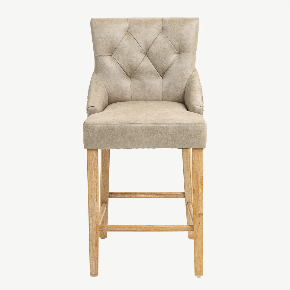 Balmoral Home Jenna Bar Stool - Mink PU with Natural Chenille