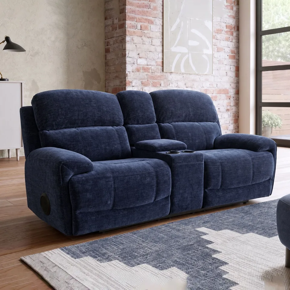 Balmoral Home Aspen Reclining Seating - 2 Seater Console / Navy Fabric