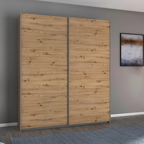 Aurelio 175cm Wardrobe - Artisan Oak / 2 Sliding Solid Doors