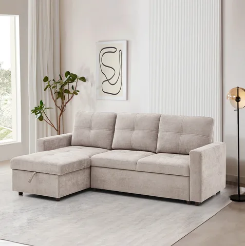 Honey B Lilly Corner Sofa Bed - Beige