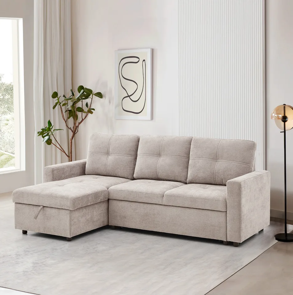 Honey B Lilly Corner Sofa Bed - Beige