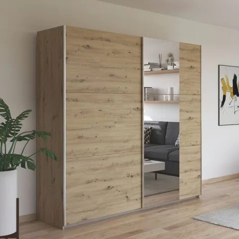 Aurelio 175cm Wardrobe - Artisan Oak / 2 Sliding Doors / 1 Mirror
