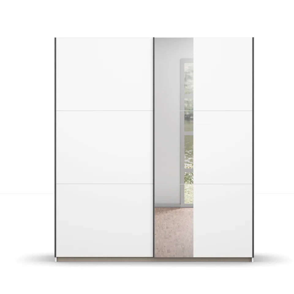 Slide 130cm Wardrobe - Alpine White / 2 Sliding Doors / 1 Mirror