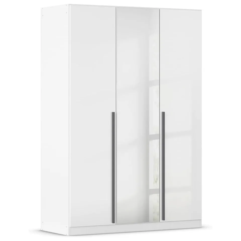 Alba 136cm Wardrobe - Alpine White / 3 Hinged Doors / 1 Mirror