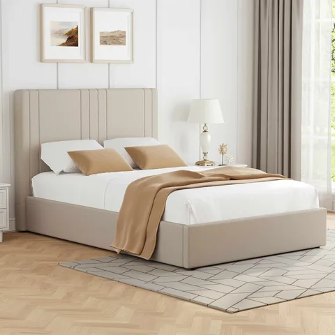 Balmoral Home Willow Ottoman Bed - Double (4ft6) / Beige Fabric