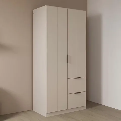 Ella 91cm Wardrobe - Champagne / 2 Hinged Solid Doors / 2 Drawers