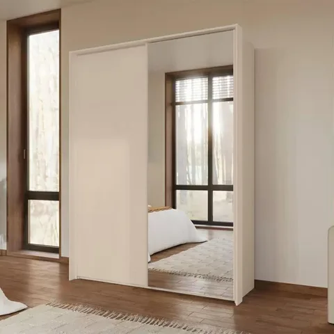 Taro 160cm Wardrobe - Champagne / 2 Sliding Doors / 1 Mirror