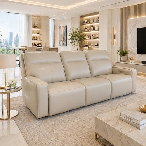 Balmoral Home Sloane Reclining Seating - 3 Seater / Cream Leather