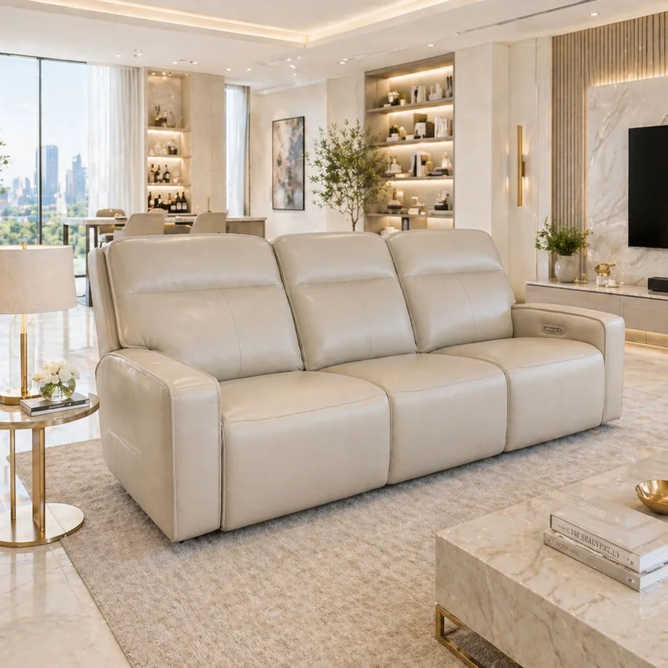 Balmoral Home Sloane Reclining Seating - 3 Seater / Cream Leather