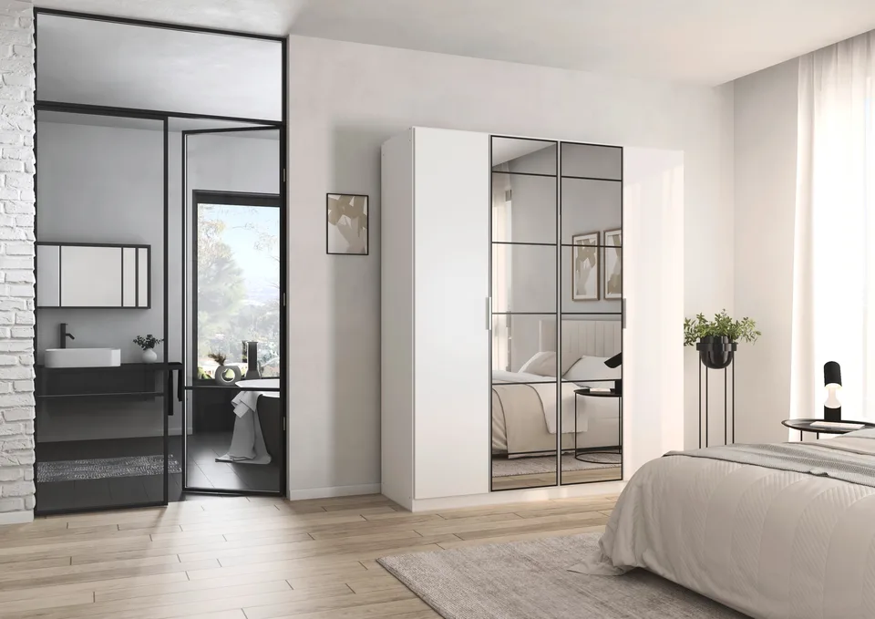 Acero 180cm Wardrobe - Alpine White / 4 Hinged Doors / 2 Mirrors