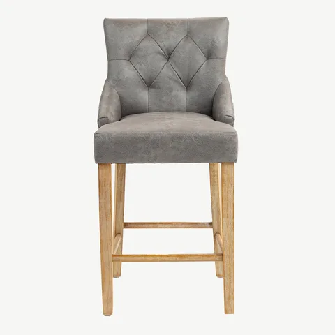 Balmoral Home Jenna Bar Stool - Steel PU with Mid Grey Chenille