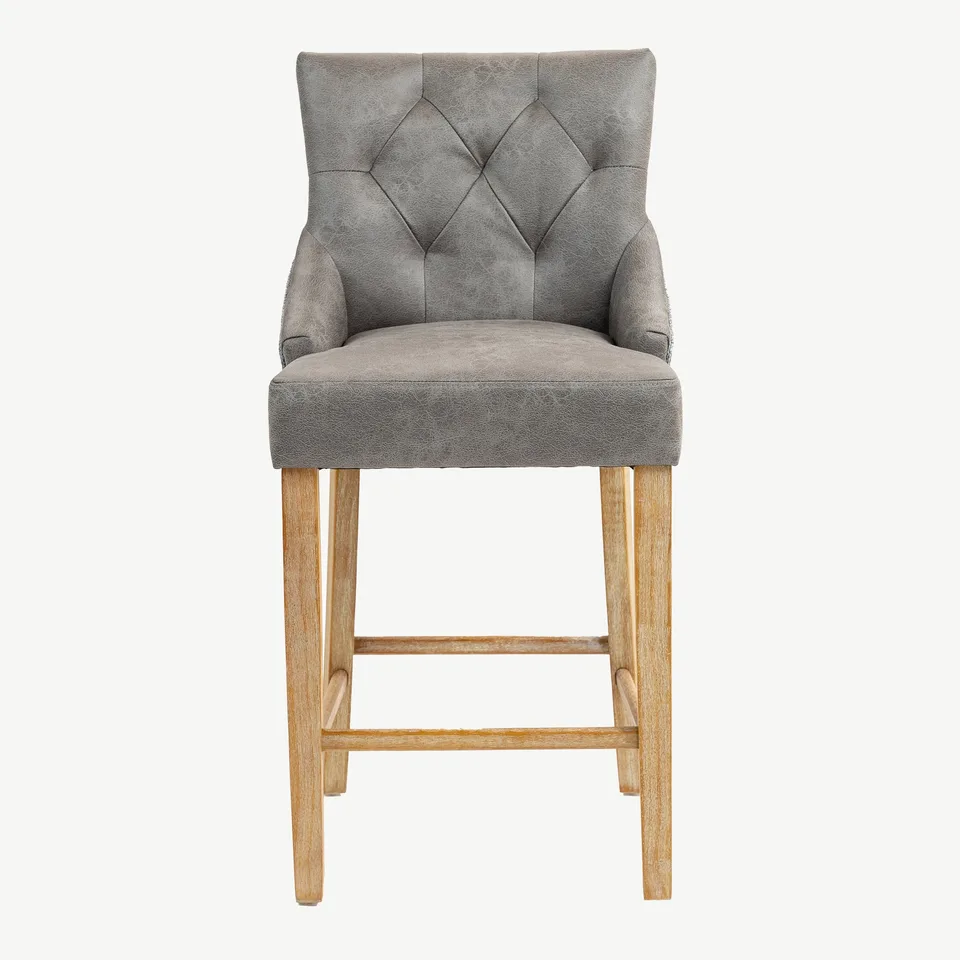 Balmoral Home Jenna Bar Stool - Steel PU with Mid Grey Chenille