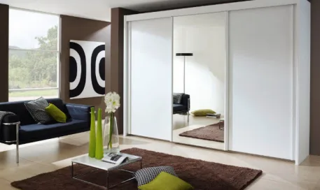 Imperial 250cm Wardrobe - Alpine White / 3 Sliding Doors / 1 Centre Mirror