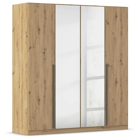 Alba 180cm Wardrobe - Artisan Oak / 4 Hinged Doors / 2 Mirrors