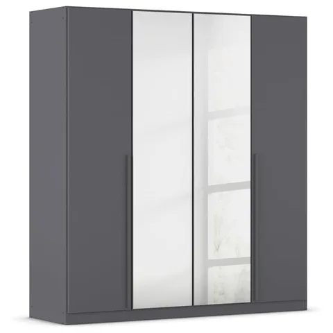 Alba 180cm Wardrobe - Metallic Grey / 4 Hinged Doors / 2 Mirrors