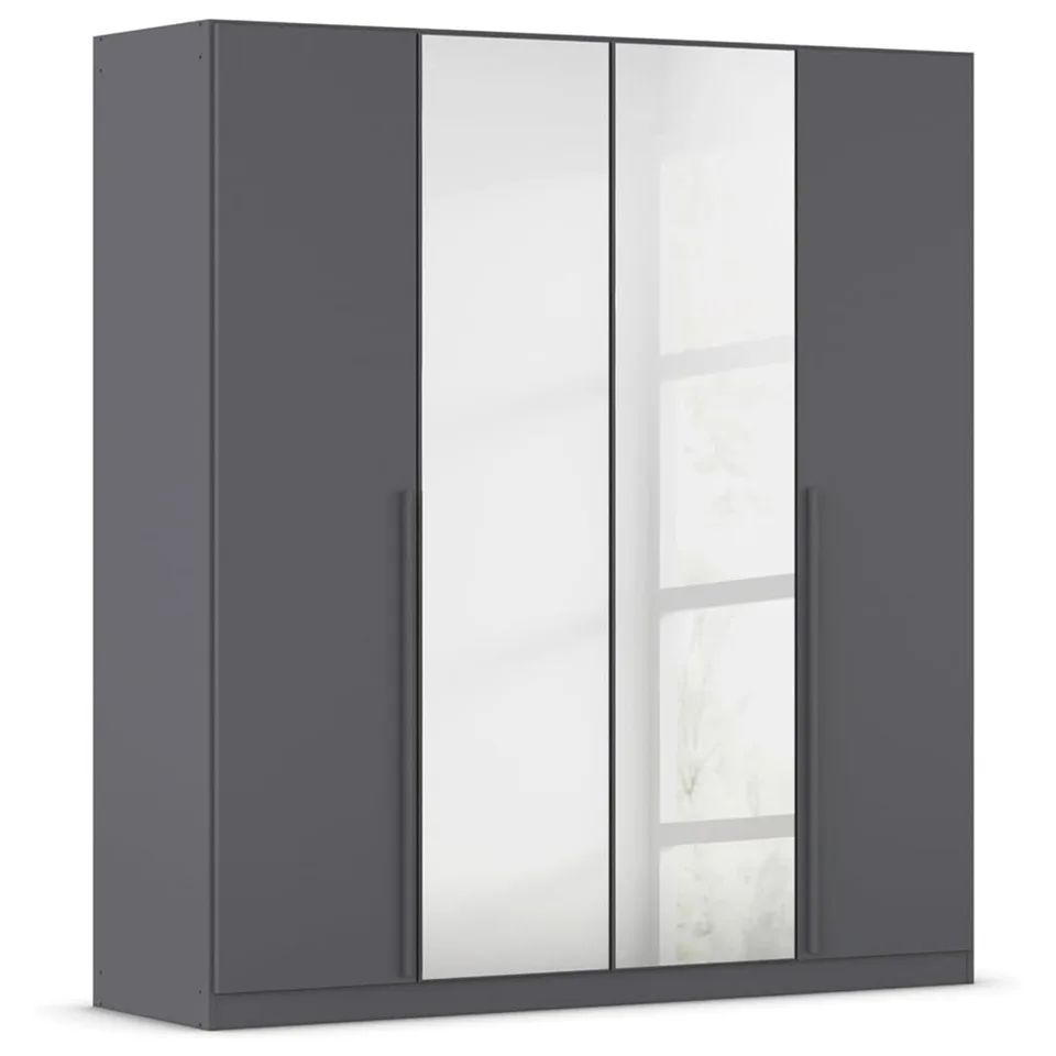 Alba 180cm Wardrobe - Metallic Grey / 4 Hinged Doors / 2 Mirrors