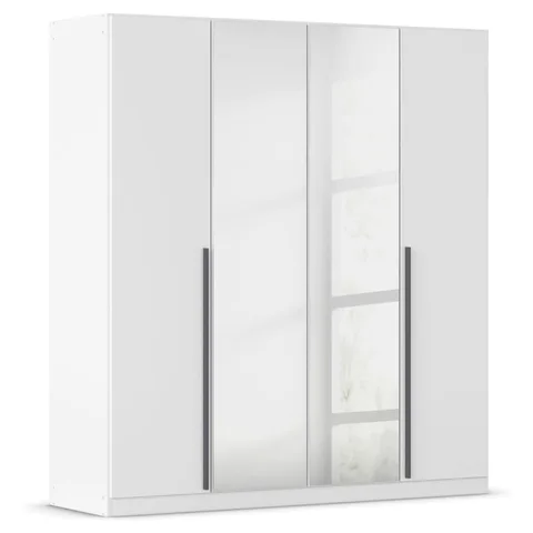 Alba 180cm Wardrobe - Alpine White / 4 Hinged Doors / 2 Mirrors