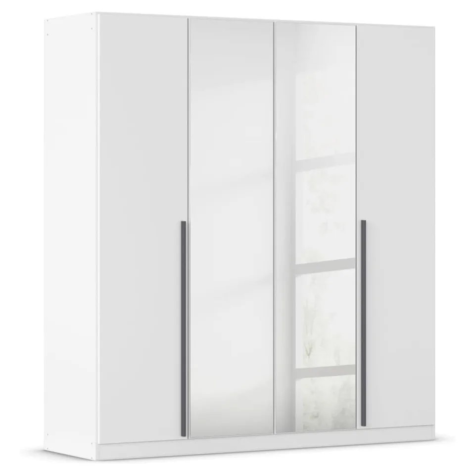 Alba 180cm Wardrobe - Alpine White / 4 Hinged Doors / 2 Mirrors