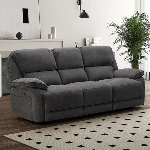 Balmoral Home Seymour Reclining Seating - 3 Seater with Drop-Down Table / Charcoal Fabric
