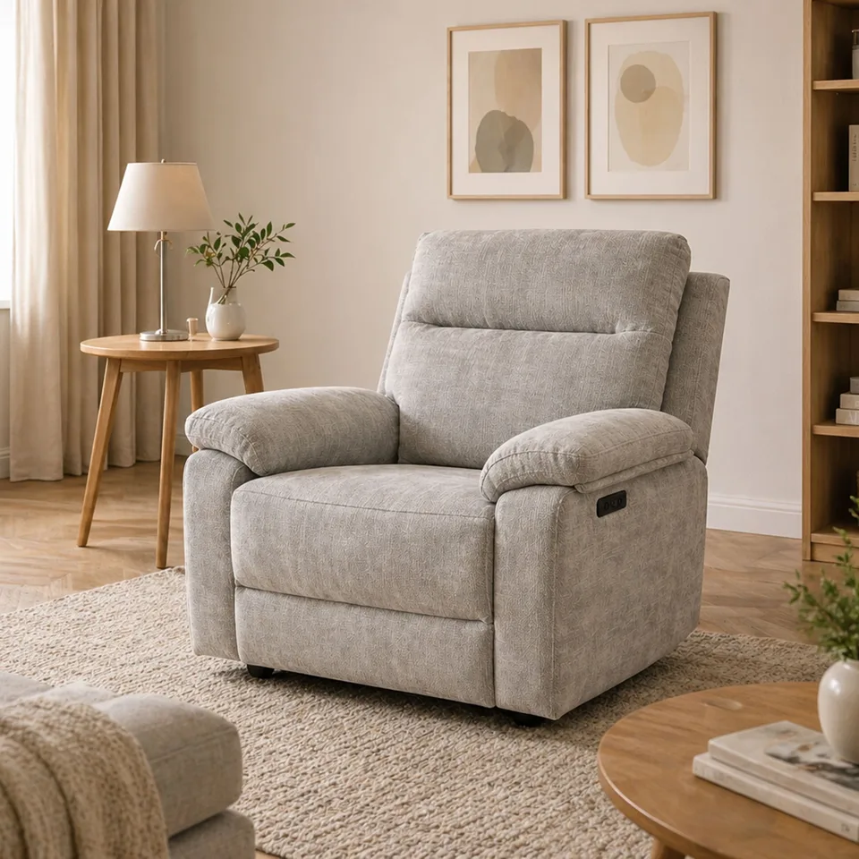 Balmoral Home Theo Reclining Seating - 1 Seater / Gold Coast Silt Fabric