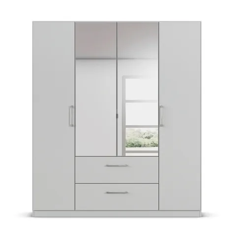 Ellesse 180cm Wardrobe - Silk Grey / 4 Hinged Doors / 2 Mirrors