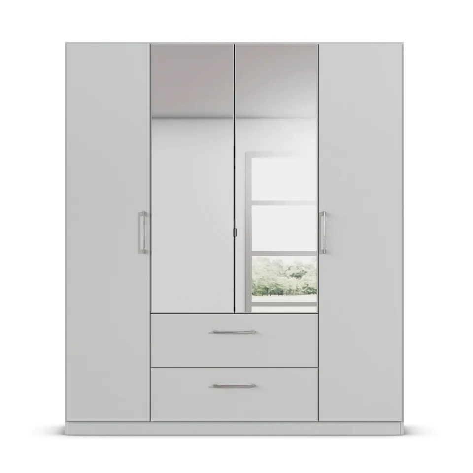 Ellesse 180cm Wardrobe - Silk Grey / 4 Hinged Doors / 2 Mirrors