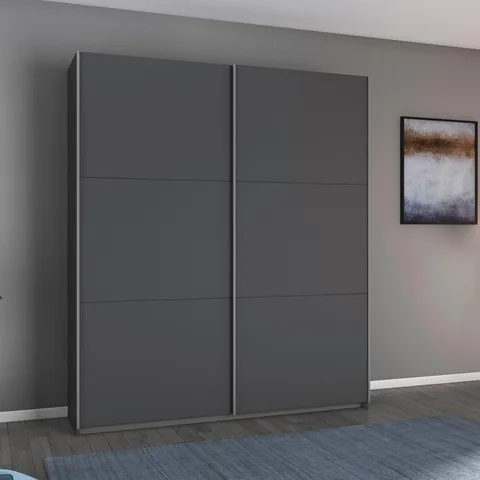 Aurelio 175cm Wardrobe - Metallic Grey / 2 Sliding Solid Doors