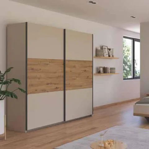 Sajo 218cm Wardrobe - Artisan Light Oak&Champagne / 2 Sliding Doors / 1 Mirror