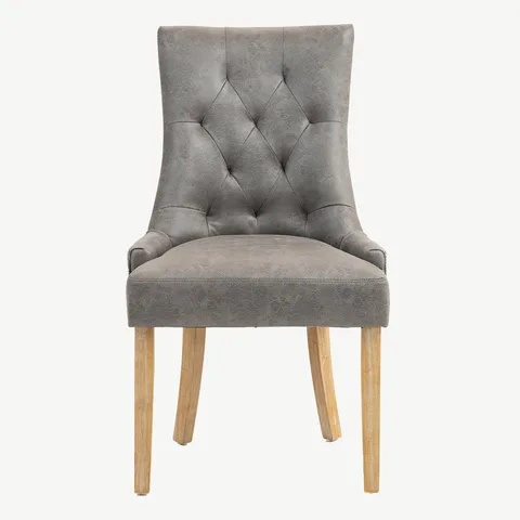 Balmoral Home Jenna Dining Chair - Steel PU with Mid Grey Chenille