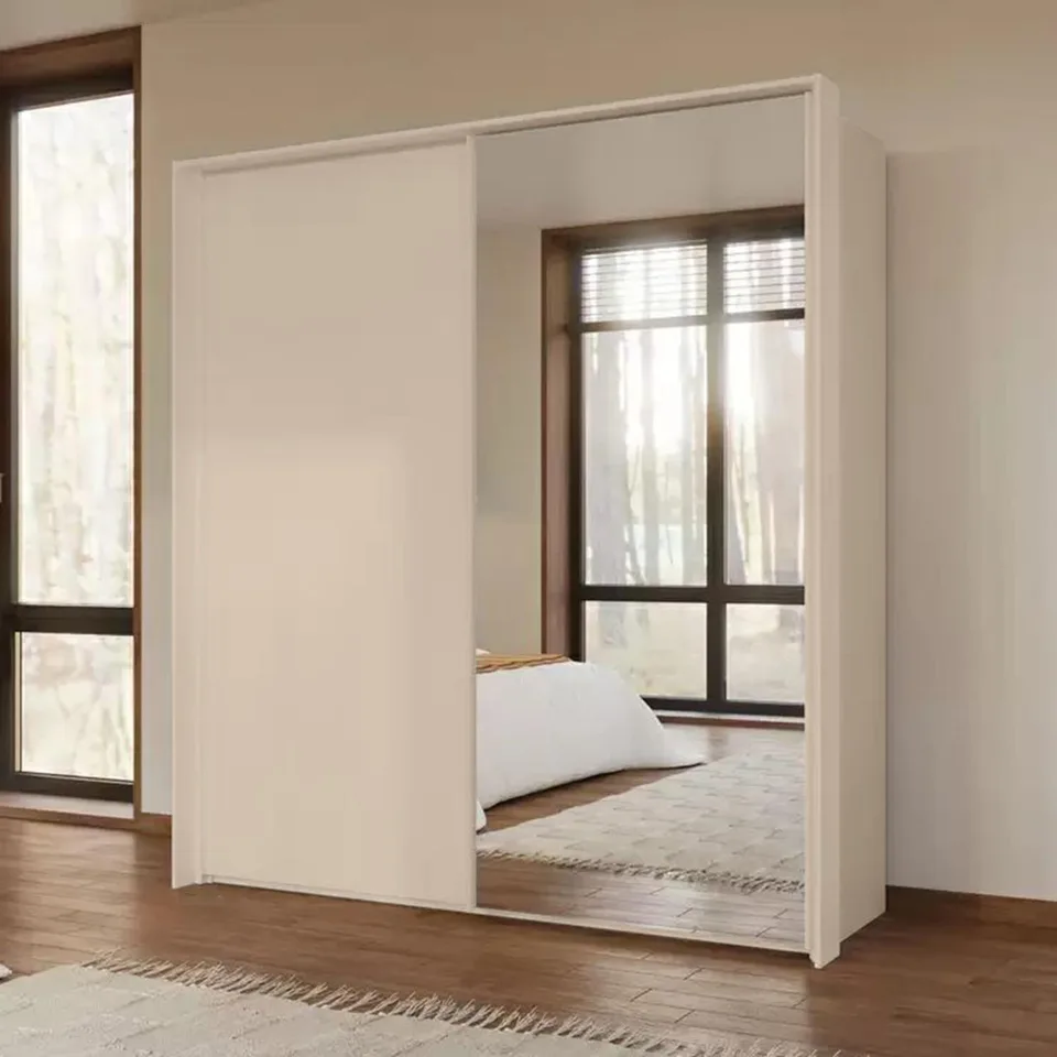 Taro 200cm Wardrobe - Champagne / 2 Sliding Doors / 1 Mirror