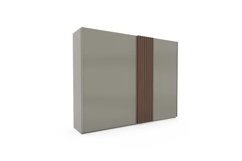 Tegio 262cm Wardrobe - Fango Grey&Walnut / 2 Sliding Glass Doors