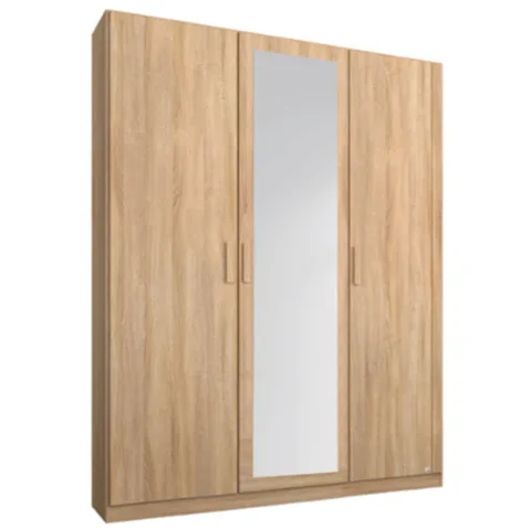 Rivera 136cm Wardrobe - Sonoma Oak / 3 Hinged Doors / 1 Mirror / Cornice