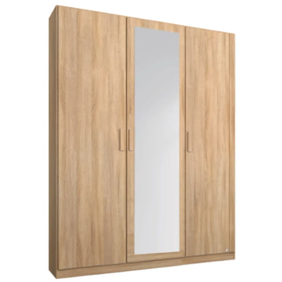 Rivera 136cm Wardrobe - Sonoma Oak / 3 Hinged Doors / 1 Mirror / Cornice
