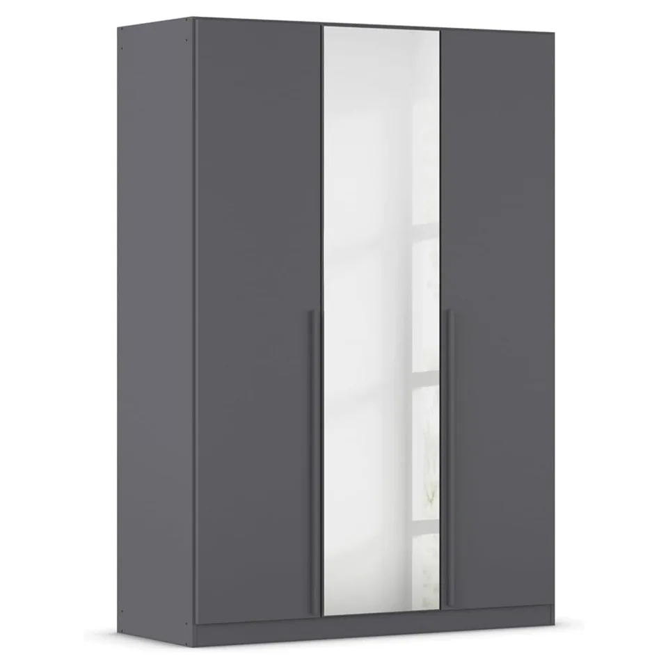 Alba 136cm Wardrobe - Metallic Grey / 3 Hinged Doors / 1 Mirror