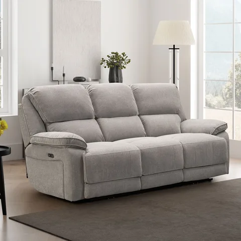 Balmoral Home Seymour Reclining Seating - 3 Seater with Drop-Down Table / Silver Fabric