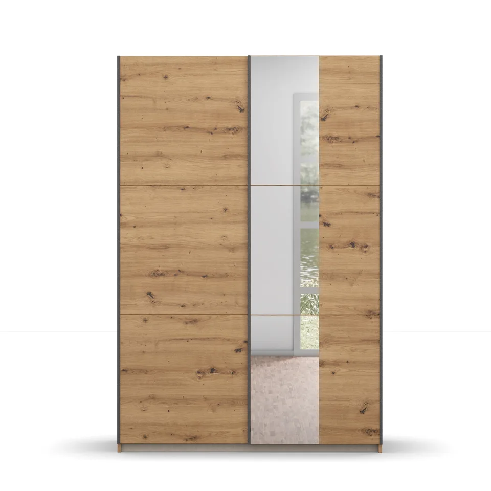 Slide 130cm Wardrobe - Artisan Oak / 2 Sliding Doors / 1 Mirror